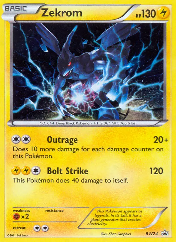 Zekrom Rare Pokemon card #BW24 from BW Black Star Promos