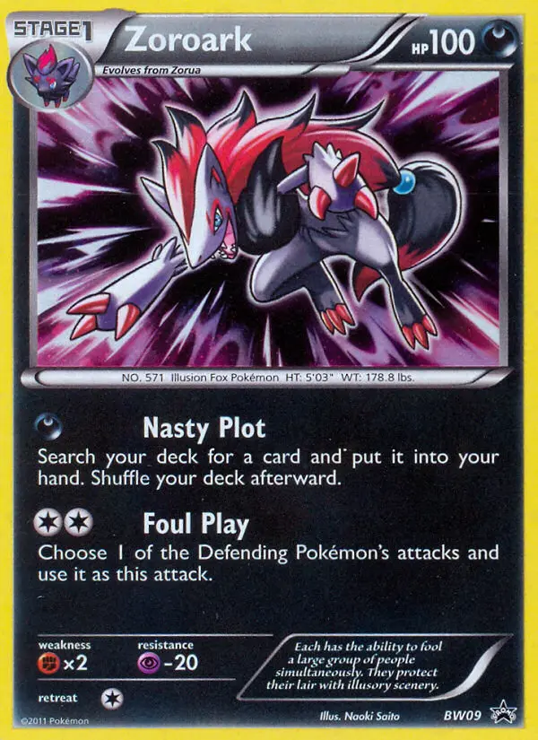 Zoroark Rare Pokemon card #BW09 from BW Black Star Promos