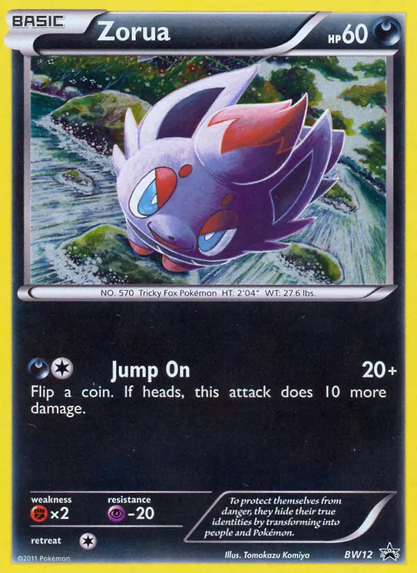 Zorua Common Pokemon card #BW12 from BW Black Star Promos