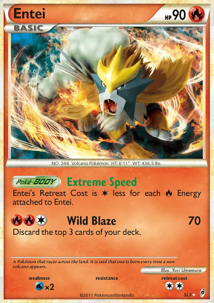 Entei Rare Holo Pokemon card #SL3 from Call of Legends