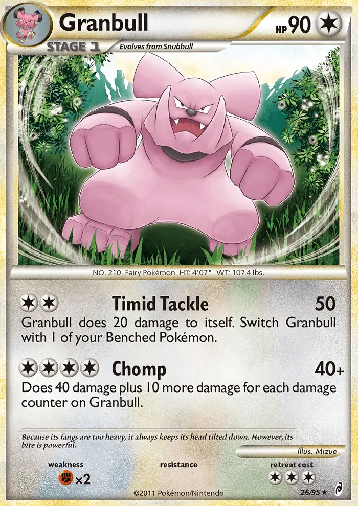 Granbull Rare Pokemon card #26 from Call of Legends