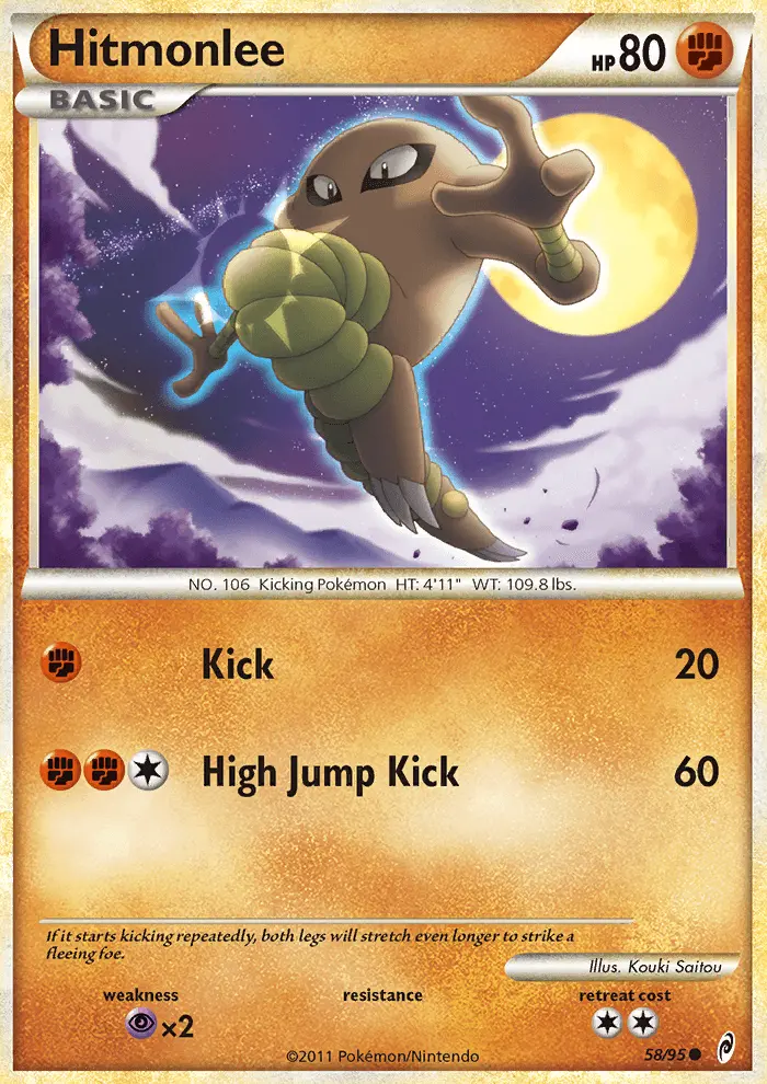 Hitmonlee Common Pokemon card #58 from Call of Legends