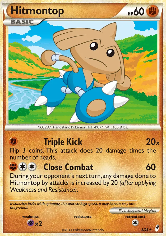 Hitmontop Rare Holo Pokemon card #8 from Call of Legends