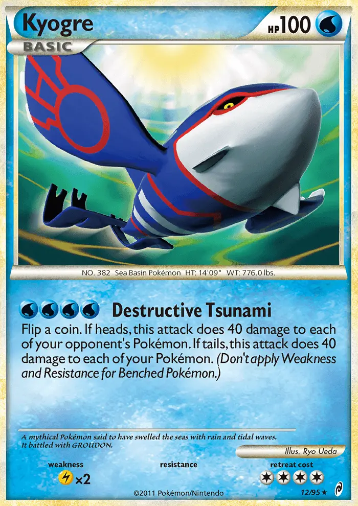 Kyogre Rare Holo Pokemon card #12 from Call of Legends