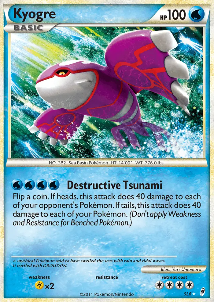 Kyogre Rare Holo Pokemon card #SL6 from Call of Legends