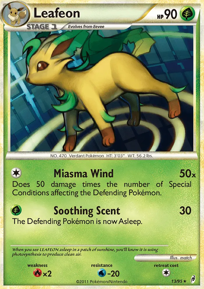 Leafeon Rare Holo Pokemon card #13 from Call of Legends