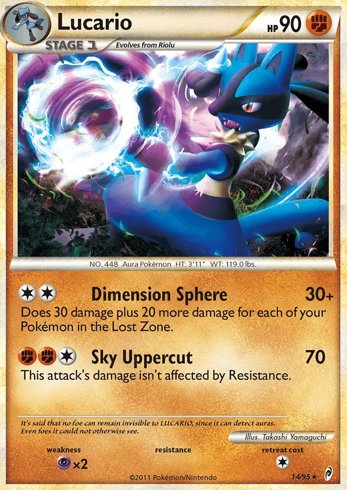Lucario Rare Holo Pokemon card #14 from Call of Legends
