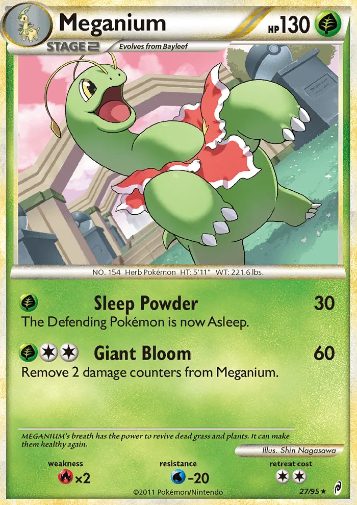 Meganium Rare Pokemon card #27 from Call of Legends