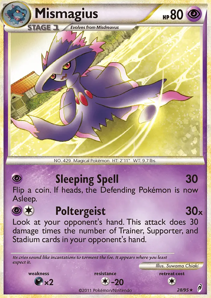 Mismagius Rare Pokemon card #28 from Call of Legends