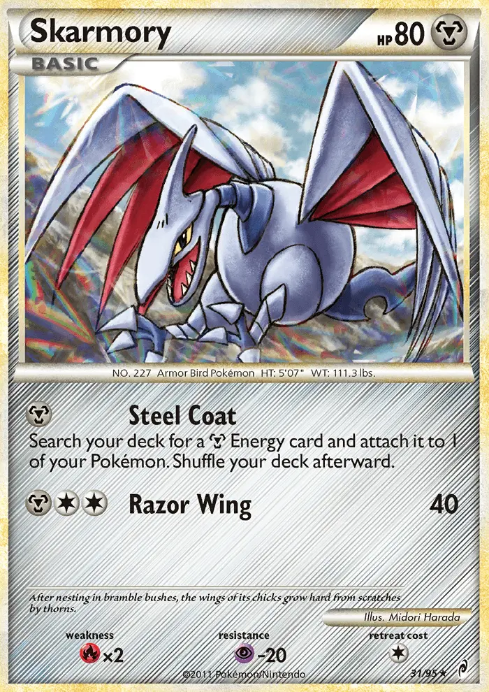 Skarmory Rare Pokemon card #31 from Call of Legends