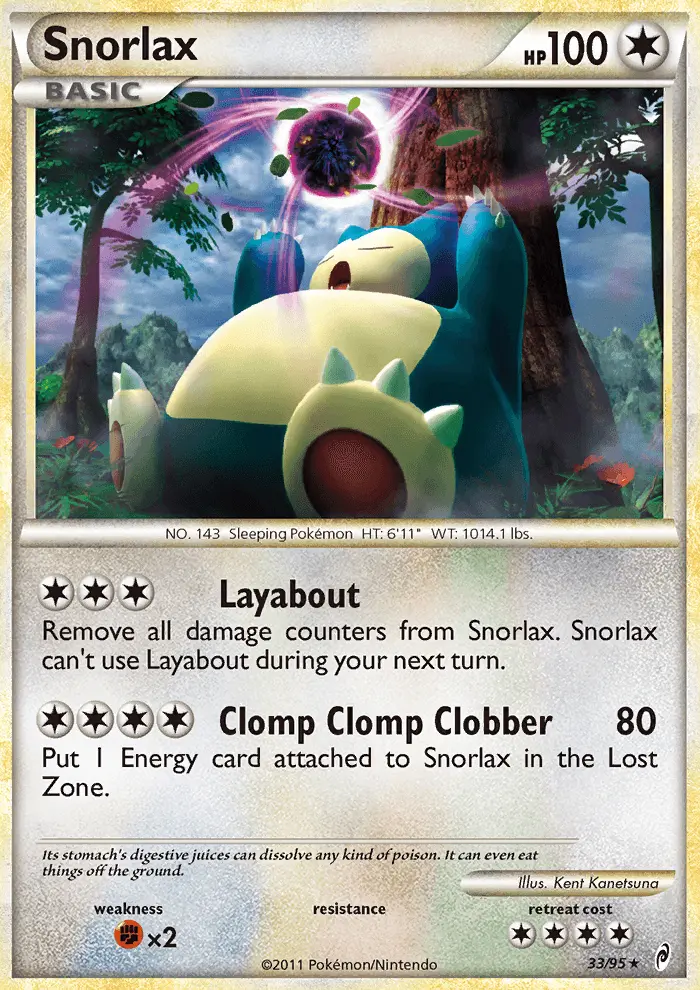 Snorlax Rare Pokemon card #33 from Call of Legends