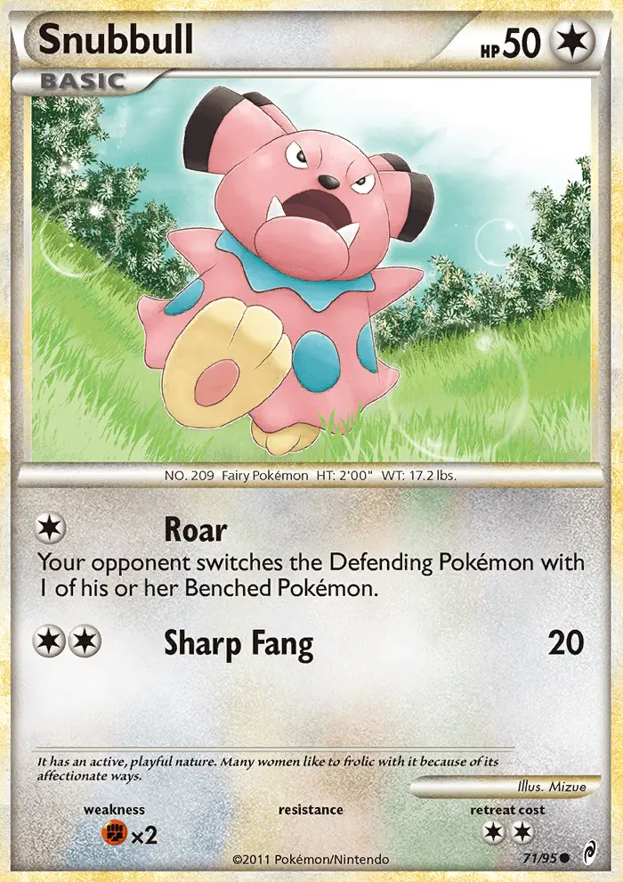 Snubbull Common Pokemon card #71 from Call of Legends