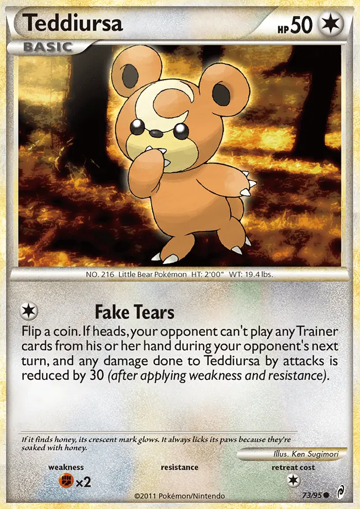 Teddiursa Common Pokemon card #73 from Call of Legends