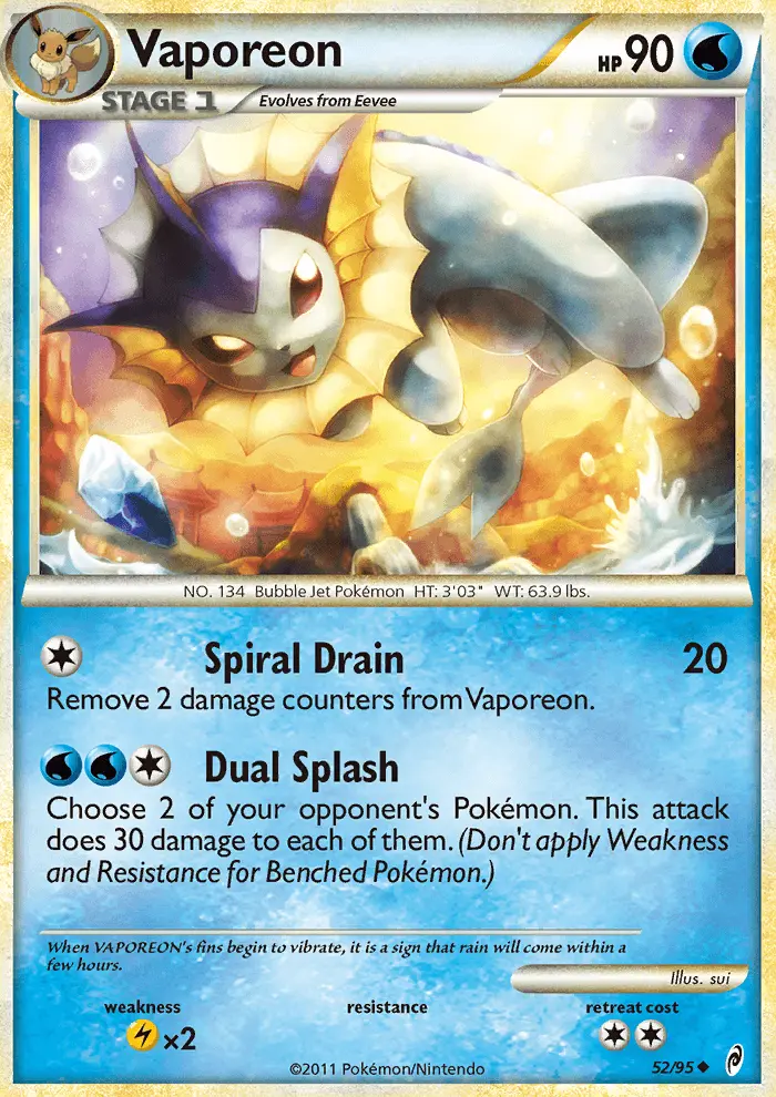 Vaporeon Uncommon Pokemon card #52 from Call of Legends