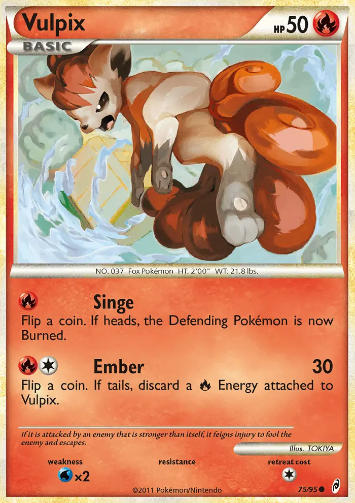 Vulpix Common Pokemon card #75 from Call of Legends