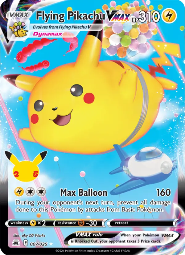 Flying Pikachu VMAX Holo Rare VMAX Pokemon card #7 from Celebrations