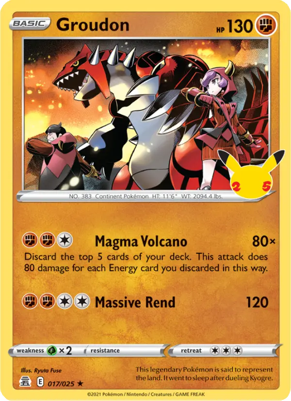 Groudon Rare Pokemon card #17 from Celebrations