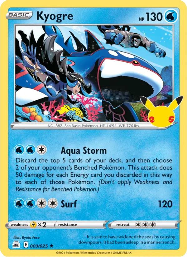 Kyogre Rare Pokemon card #3 from Celebrations