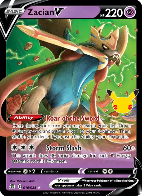 Zacian V Holo Rare V Pokemon card #16 from Celebrations