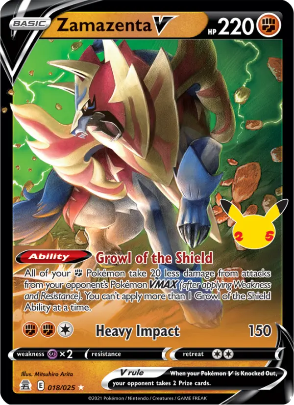 Zamazenta V Holo Rare V Pokemon card #18 from Celebrations