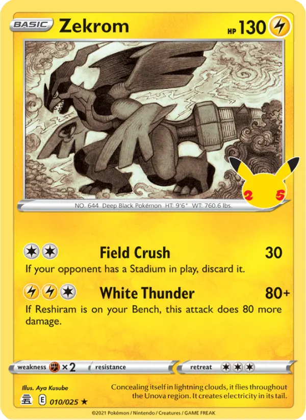Zekrom Rare Pokemon card #10 from Celebrations