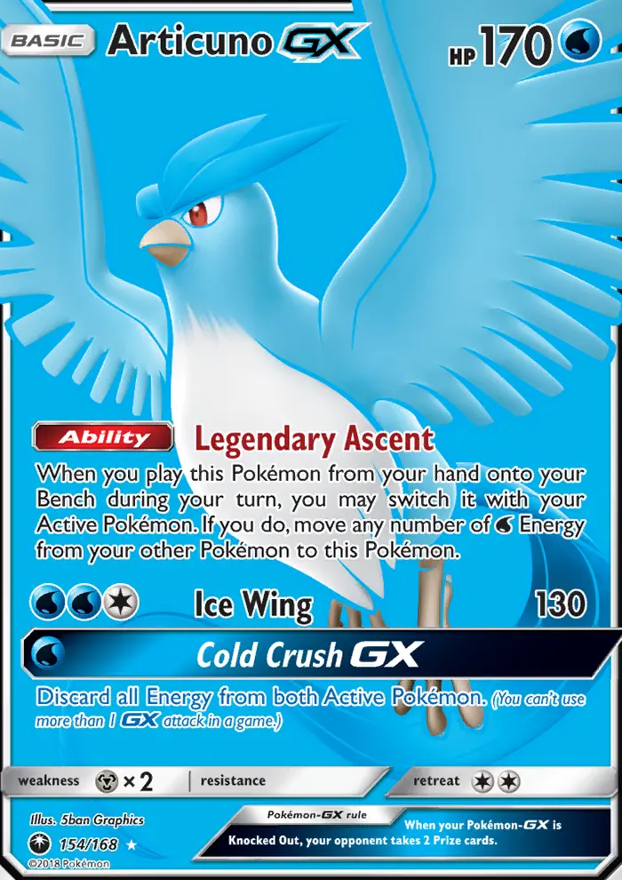 Articuno GX Ultra Rare Pokemon card #154 from Celestial Storm
