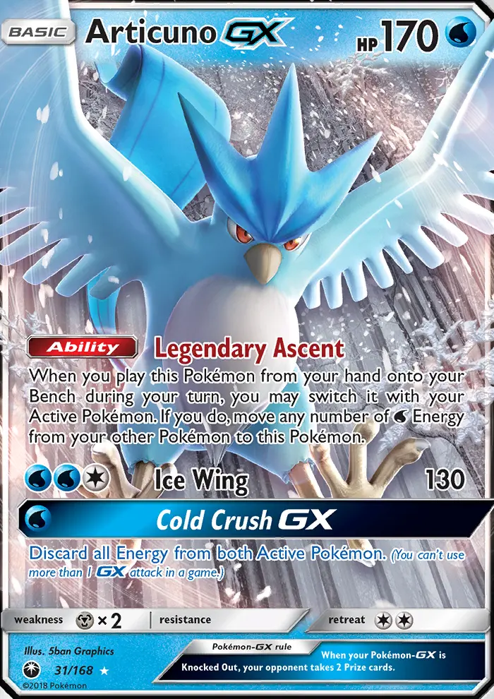 Articuno GX Ultra Rare Pokemon card #31 from Celestial Storm