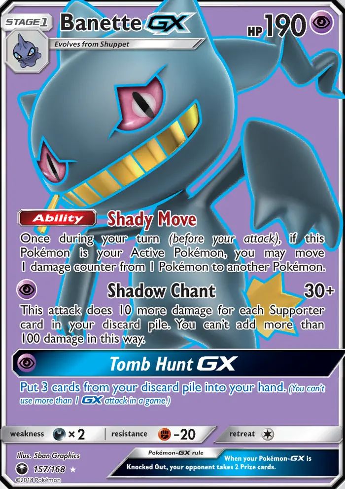 Banette GX Ultra Rare Pokemon card #157 from Celestial Storm