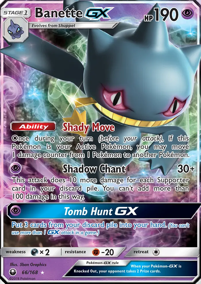 Banette GX Ultra Rare Pokemon card #66 from Celestial Storm