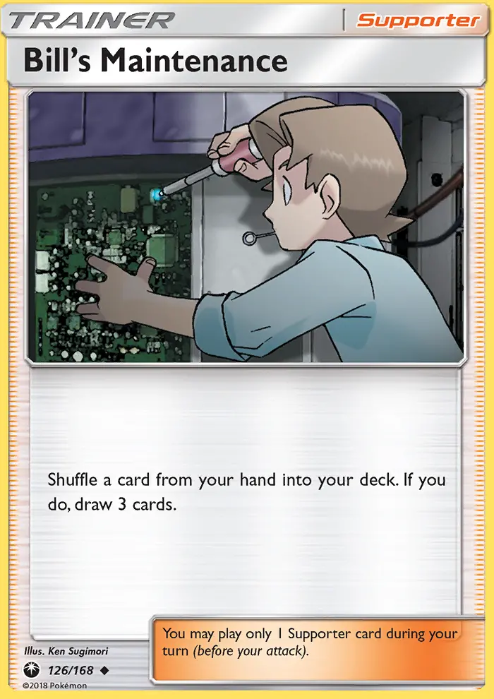 Bill’s Maintenance Uncommon Pokemon card #126 from Celestial Storm