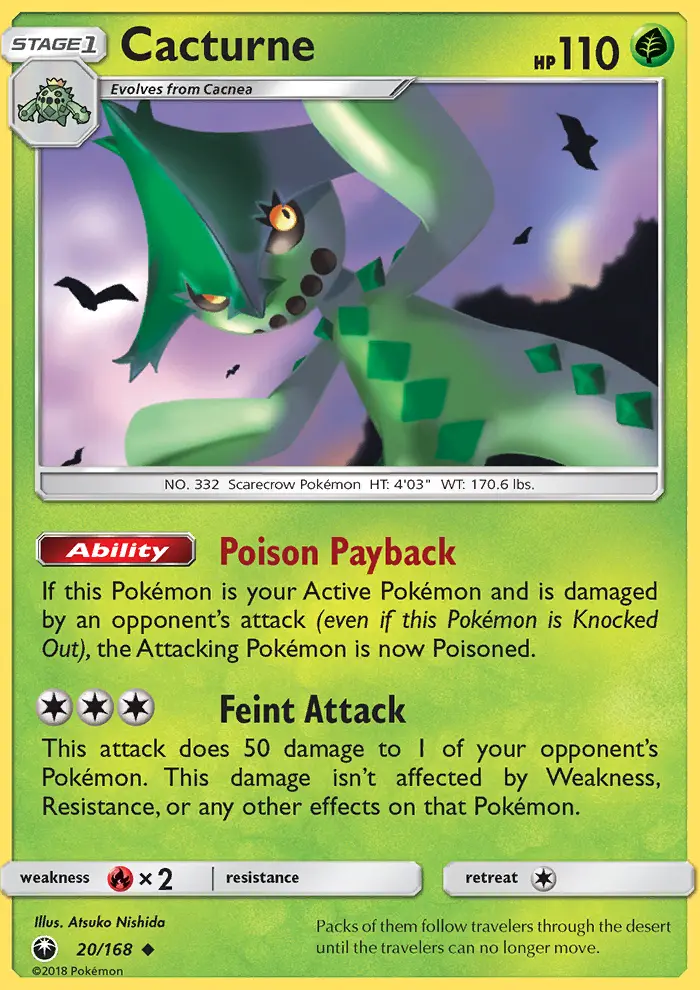 Cacturne Uncommon Pokemon card #20 from Celestial Storm