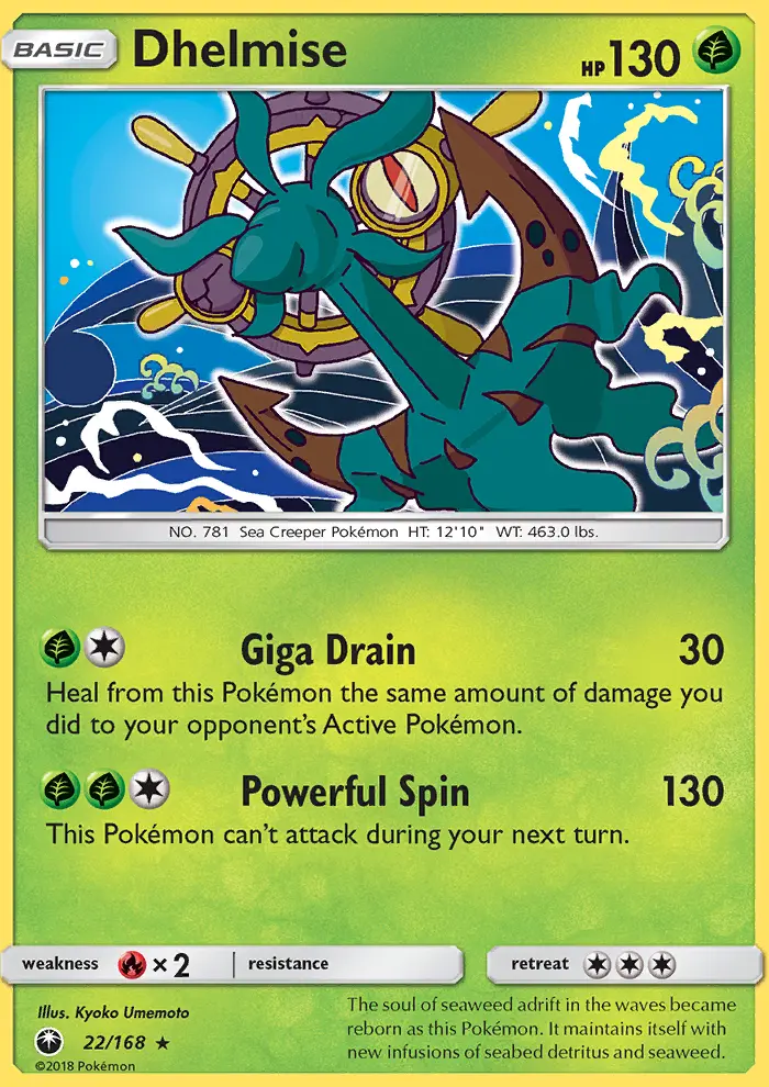 Dhelmise Rare Pokemon card #22 from Celestial Storm