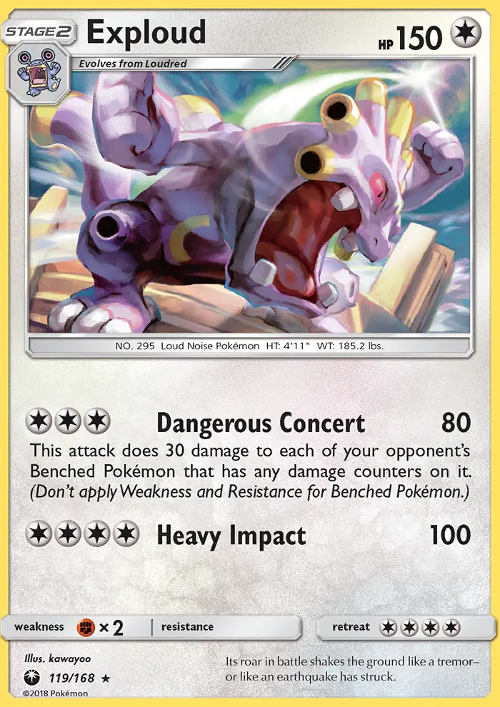 Exploud Rare Pokemon card #119 from Celestial Storm