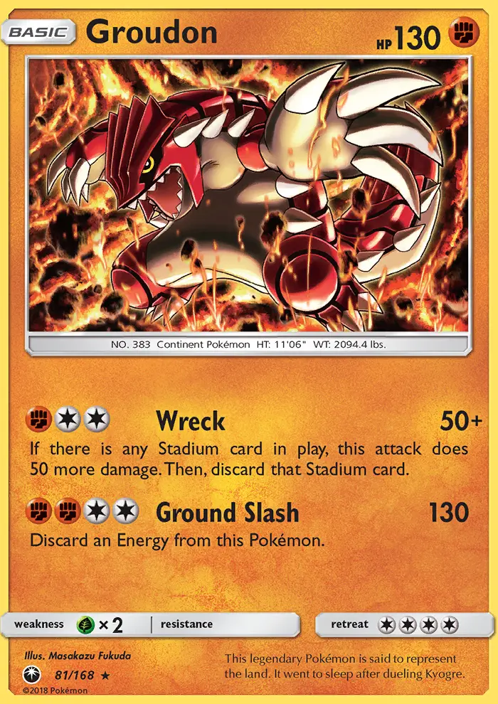 Groudon Rare Pokemon card #81 from Celestial Storm