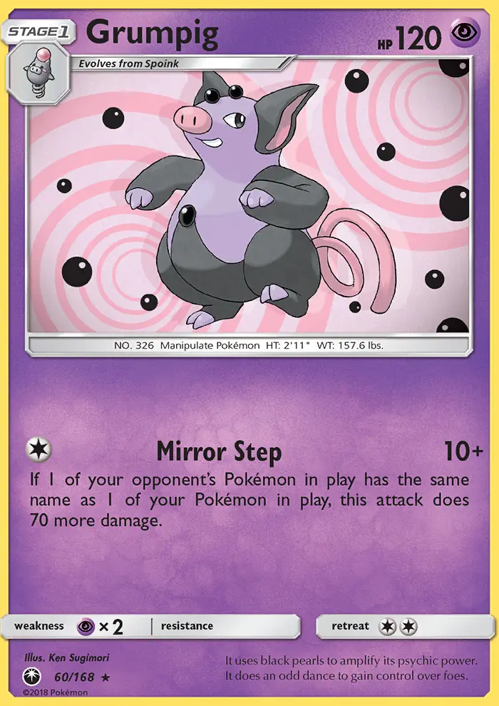 Grumpig Rare Pokemon card #60 from Celestial Storm