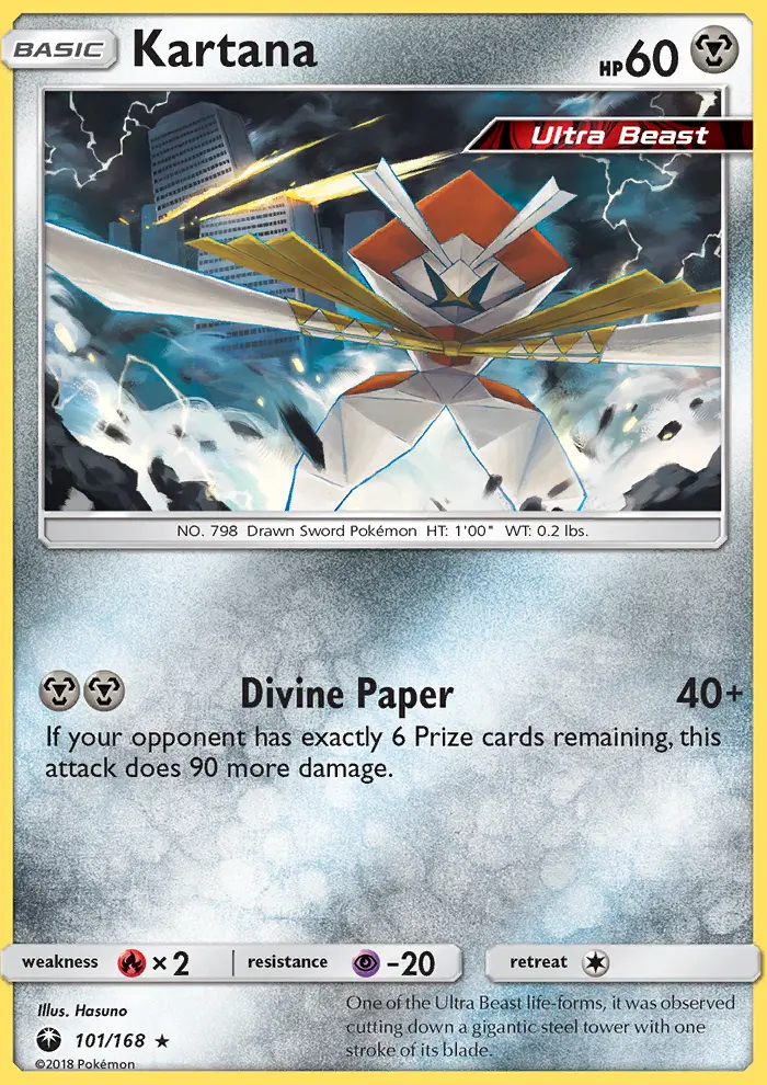 Kartana Rare Pokemon card #101 from Celestial Storm