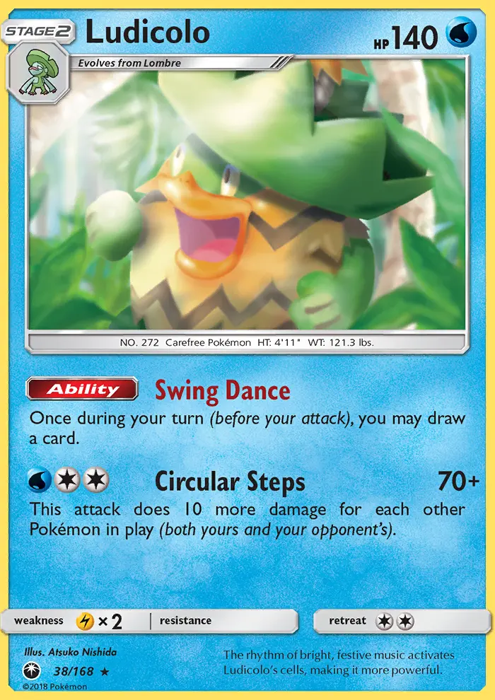 Ludicolo Rare Pokemon card #38 from Celestial Storm