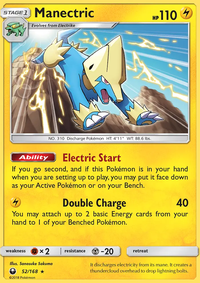 Manectric Rare Pokemon card #52 from Celestial Storm