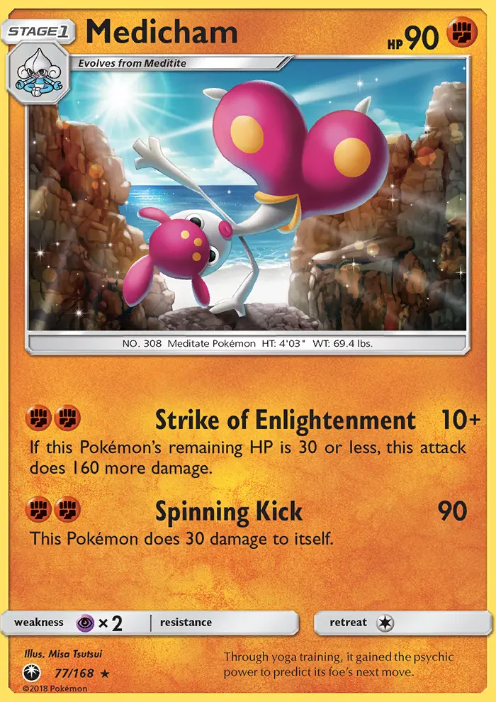 Medicham Rare Pokemon card #77 from Celestial Storm