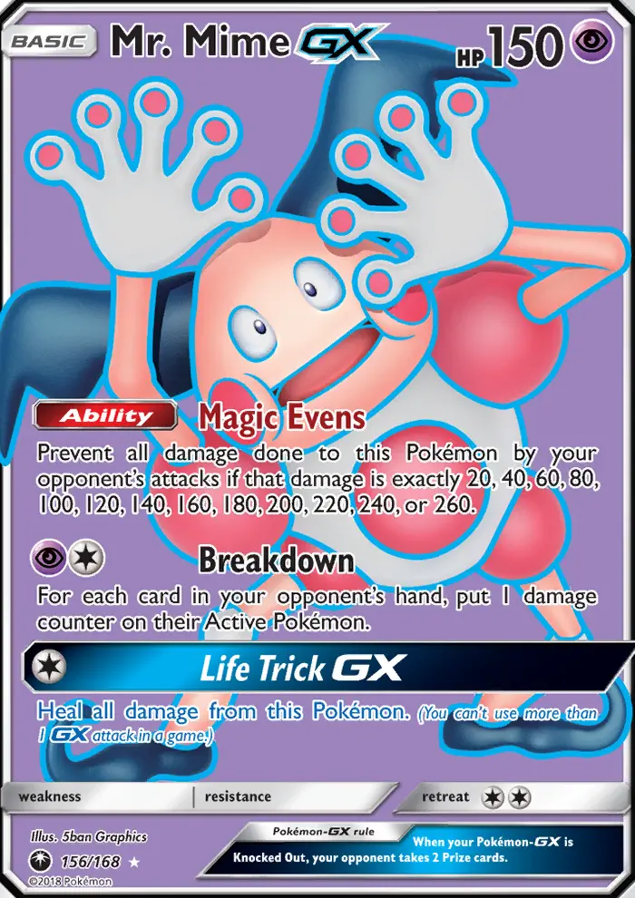 Mr. Mime GX Ultra Rare Pokemon card #156 from Celestial Storm