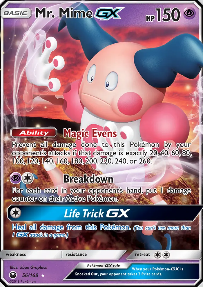 Mr. Mime GX Ultra Rare Pokemon card #56 from Celestial Storm