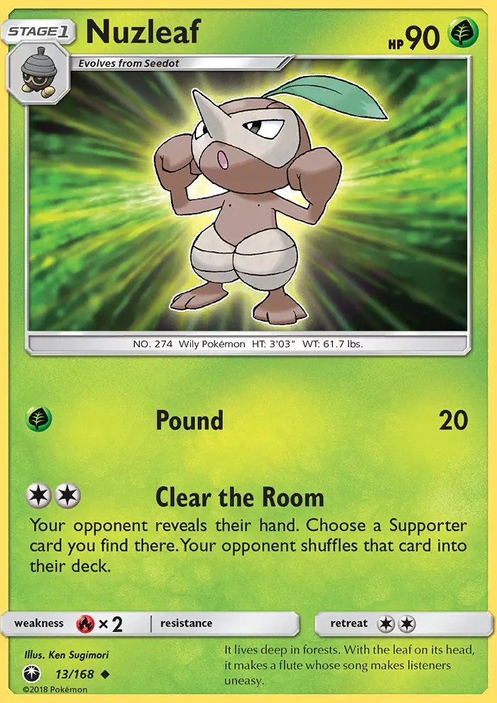 Nuzleaf Uncommon Pokemon card #13 from Celestial Storm