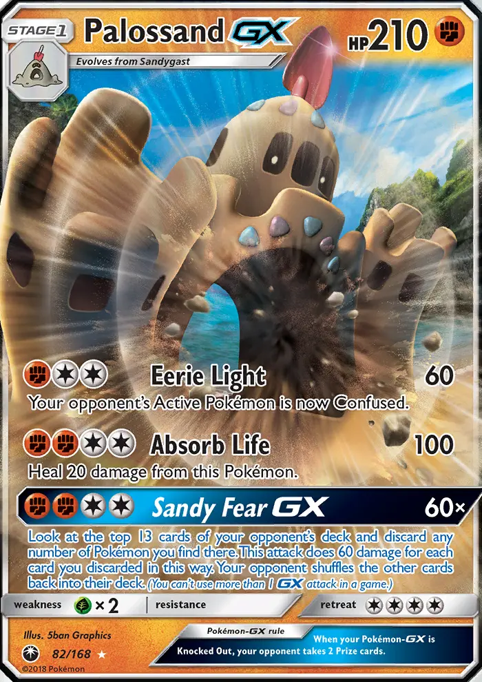Palossand GX Ultra Rare Pokemon card #82 from Celestial Storm