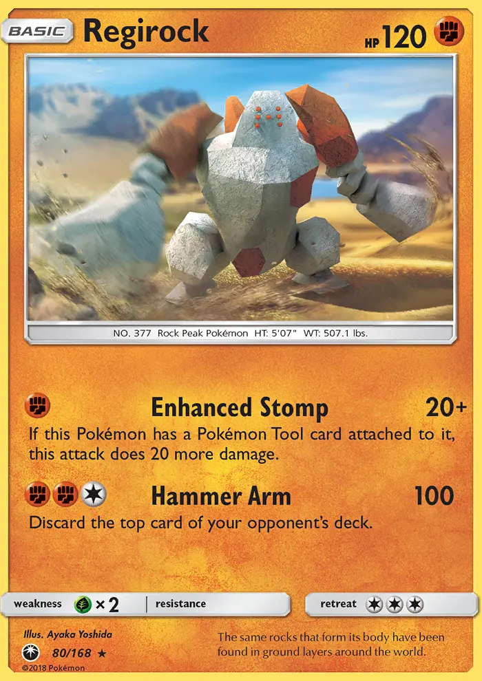 Regirock Rare Pokemon card #80 from Celestial Storm