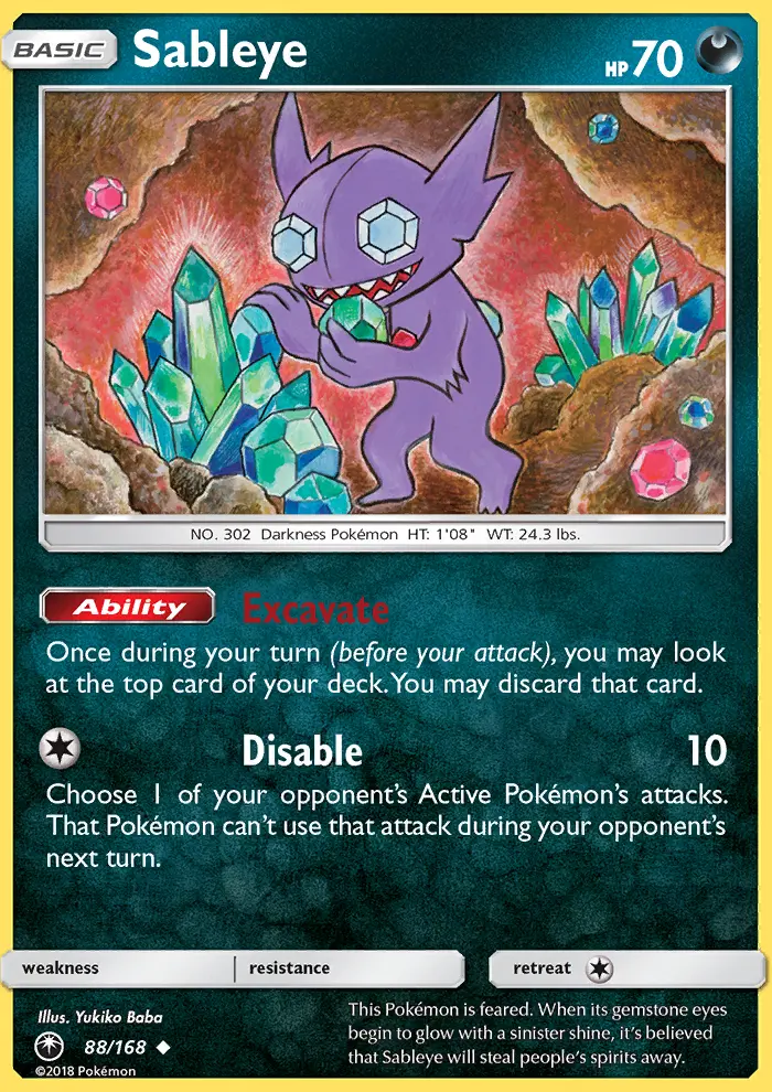 Sableye Uncommon Pokemon card #88 from Celestial Storm