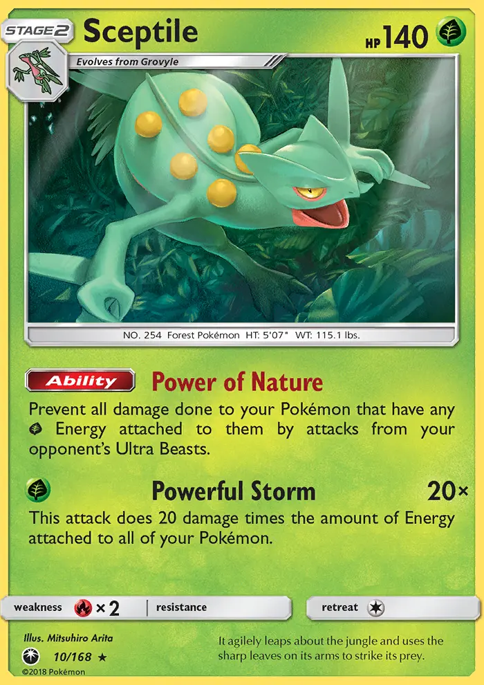 Sceptile Rare Pokemon card #10 from Celestial Storm
