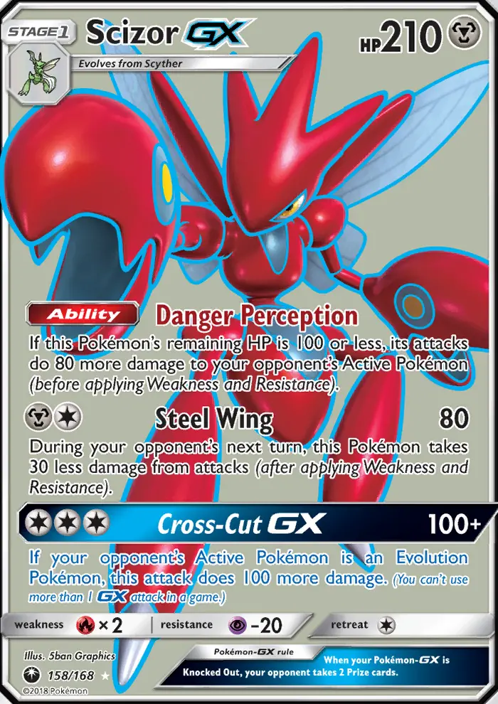 Scizor GX Ultra Rare Pokemon card #158 from Celestial Storm