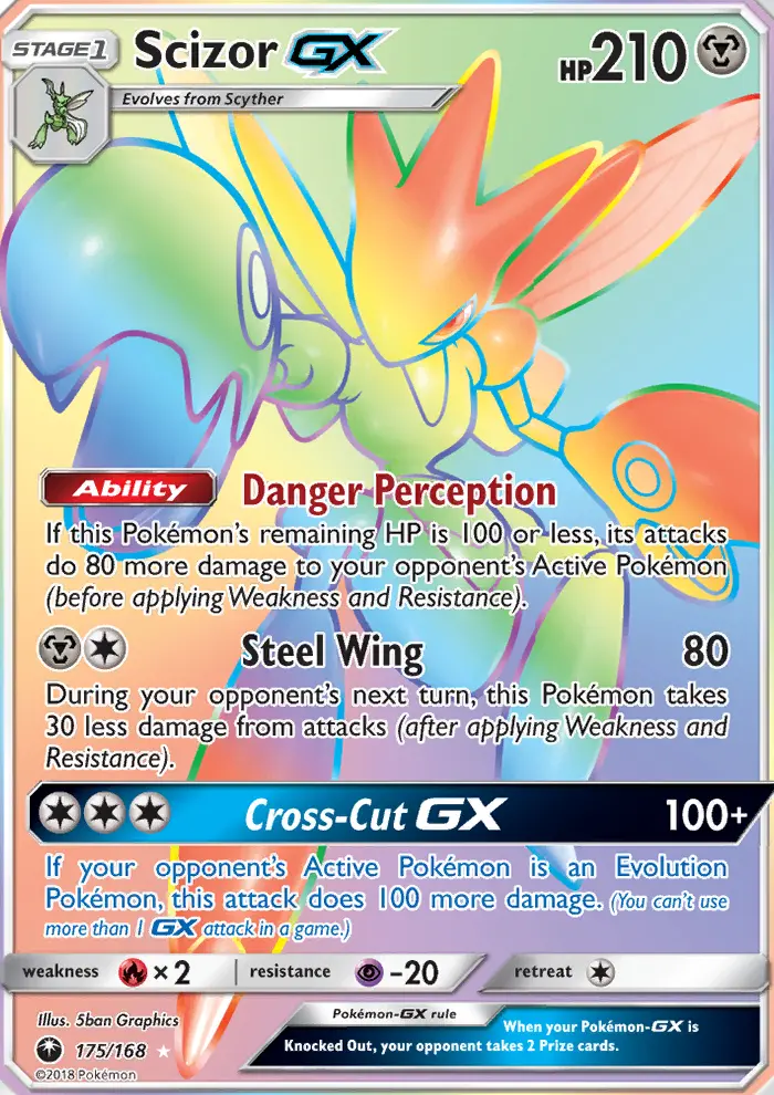 Scizor GX Secret Rare Pokemon card #175 from Celestial Storm