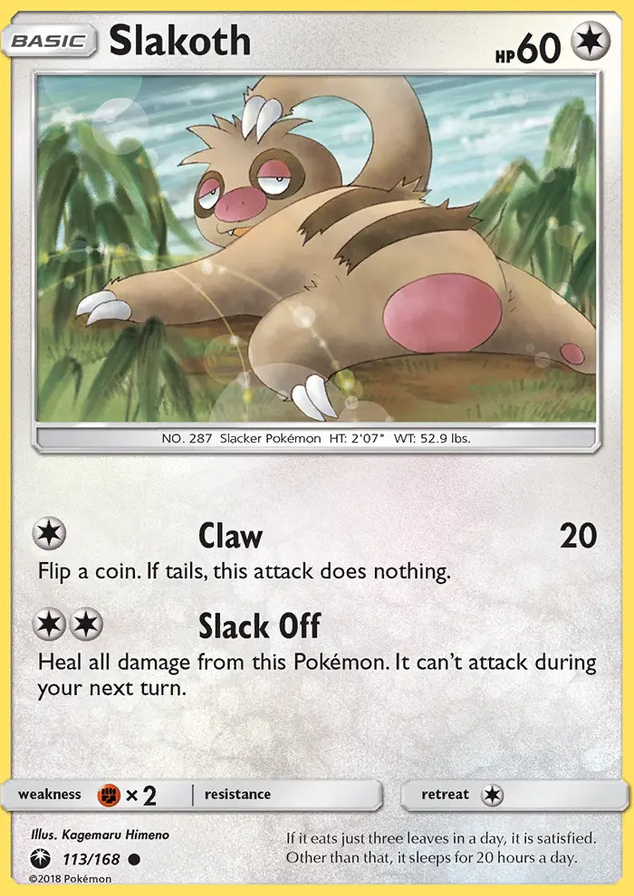 Slakoth Common Pokemon card #113 from Celestial Storm