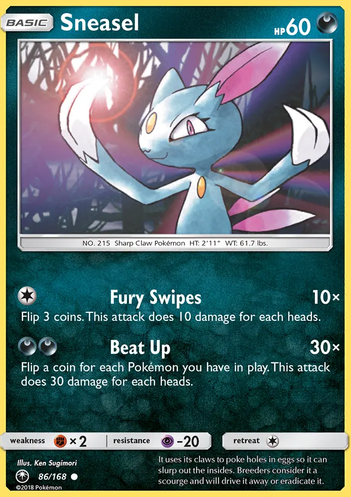 Sneasel Common Pokemon card #86 from Celestial Storm